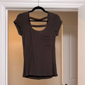 Brown Shirt with Leather Detail